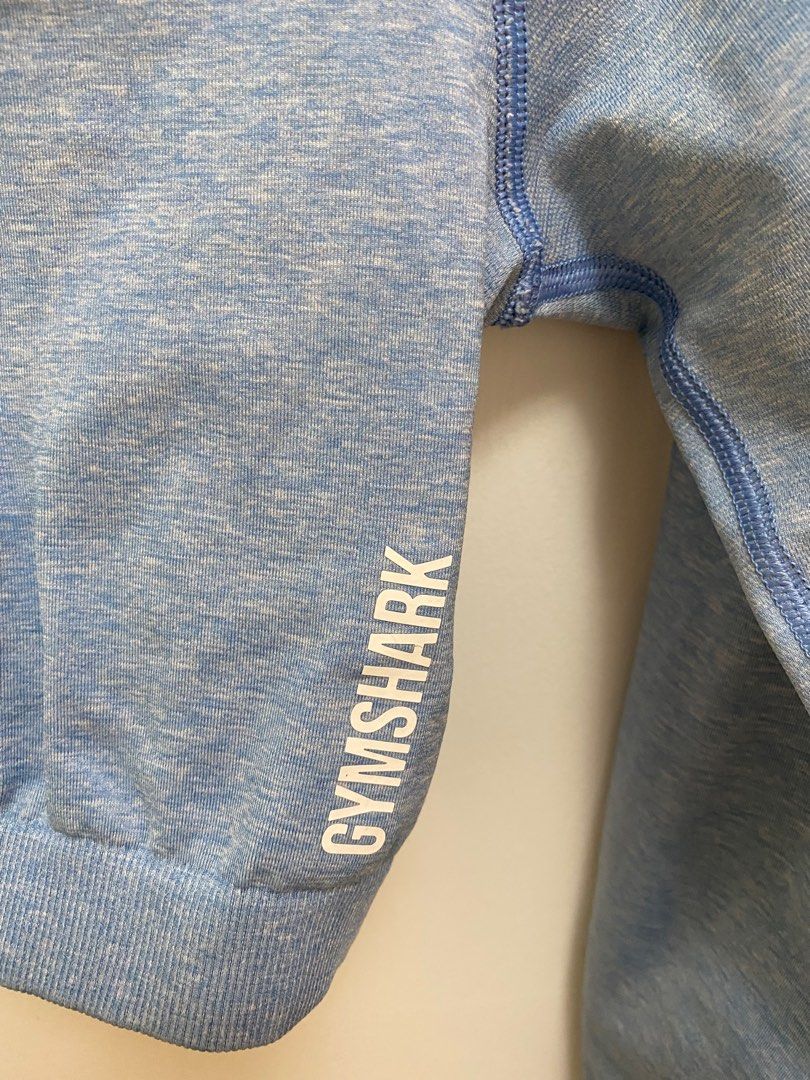 Gymshark Adapt Marl Seamless Long Sleeve Crop Top - Light Blue