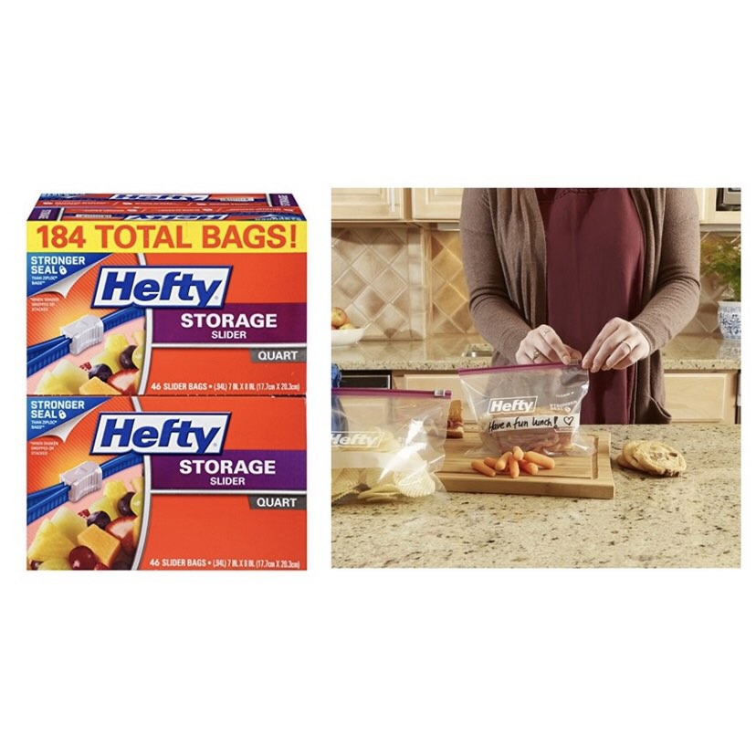 Hefty Slider Storage Bags, Quart Size, 78 Count