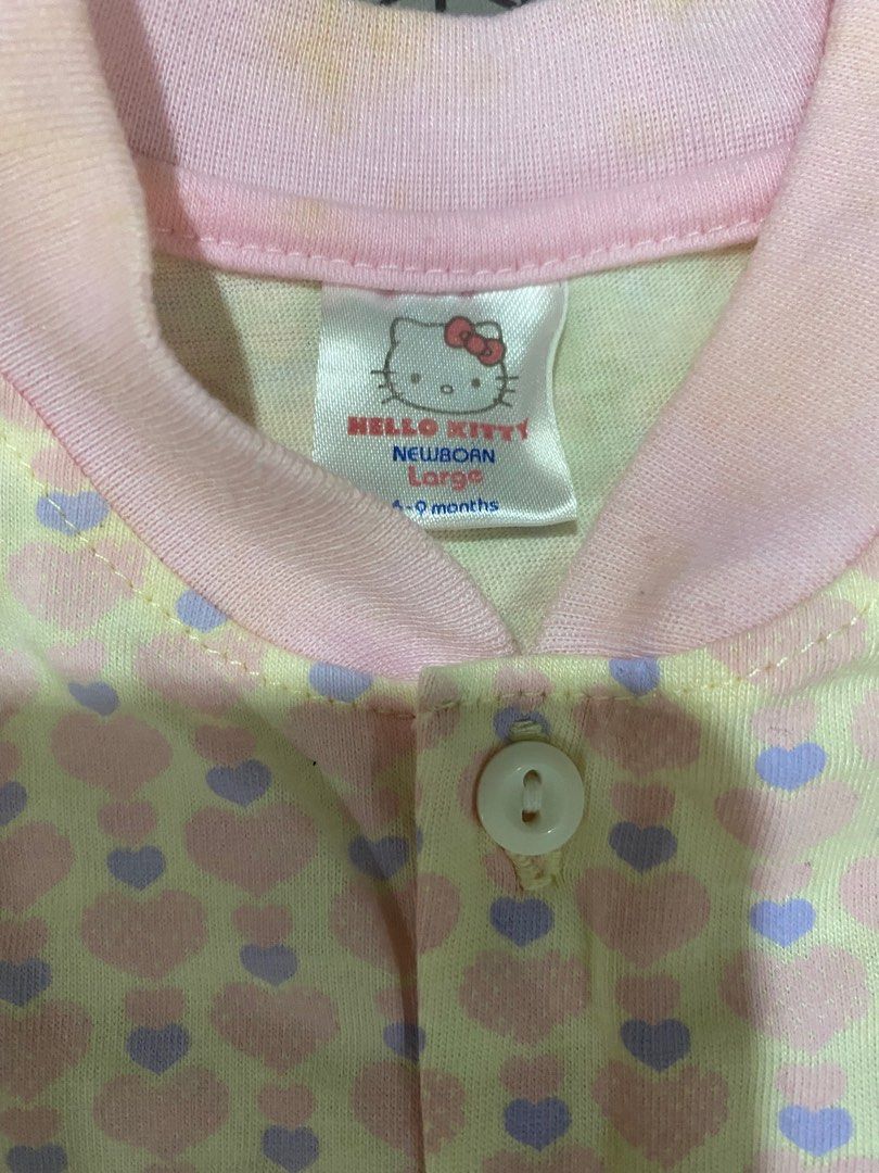 Hello Kitty Onesie Bundle (Category: Babies & Kids Fashion) located in Muntinlupa City. Submitted by rmsalberto (Listing ID 1196593383, Image 2). Description: Guaranteed authentic Size 9mos With Minor signs of use and some stains As is where is Shipping shouldered by buyer Payment first via bpi or gcash .