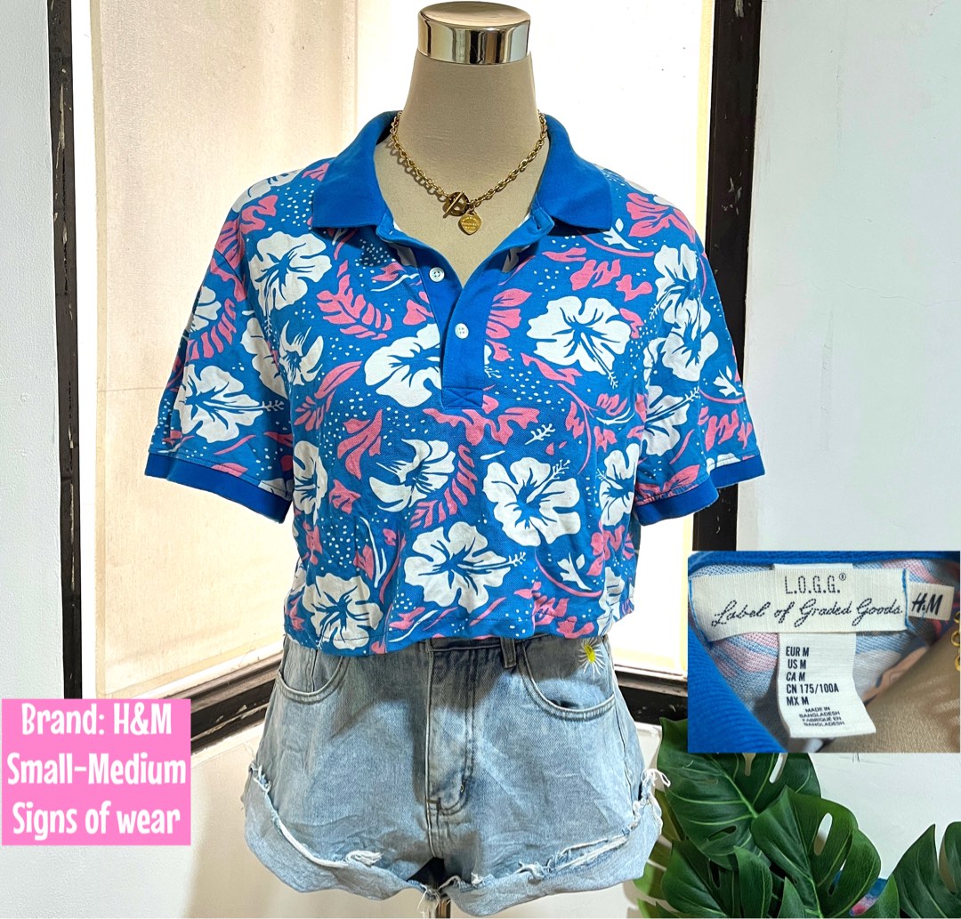 Floral polo outlet crop top