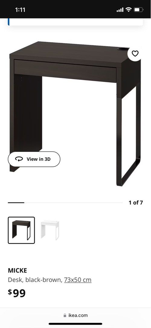 Ikea Micke Desk in grey chalk paint, Furniture & Home Living, Furniture