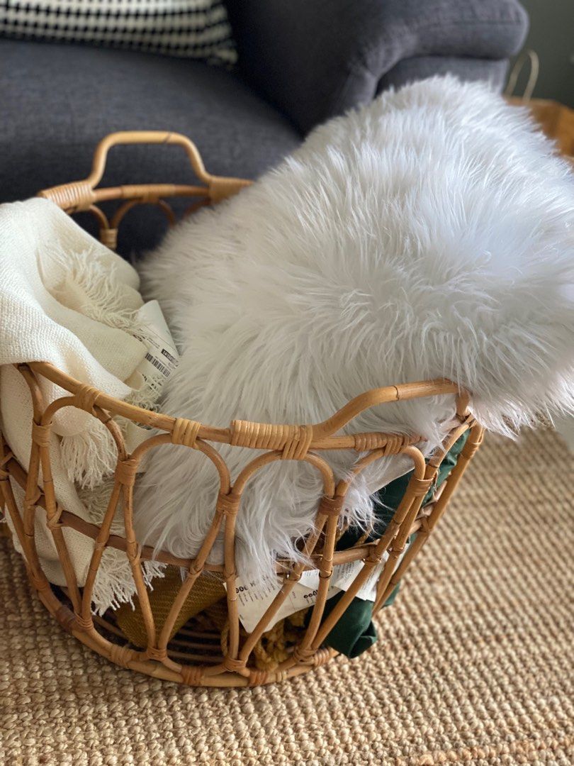 Ikea Rattan Basket, Furniture & Home Living, Home Improvement