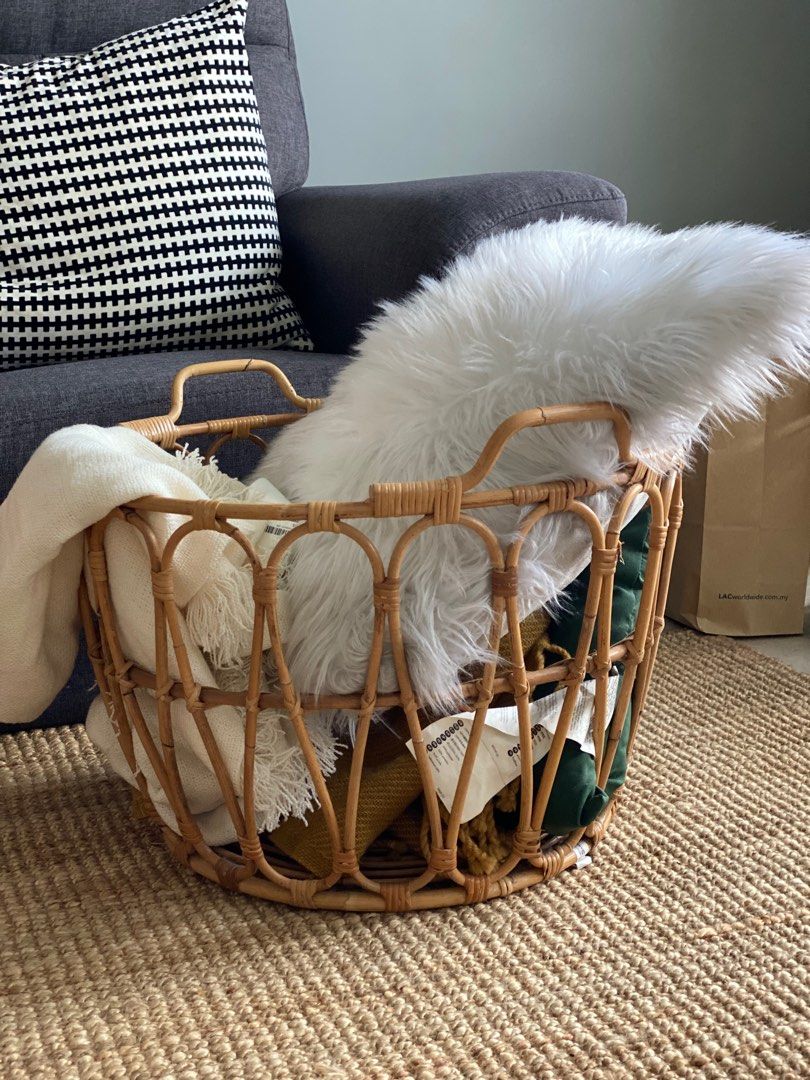 Ikea Rattan Basket, Furniture & Home Living, Home Improvement