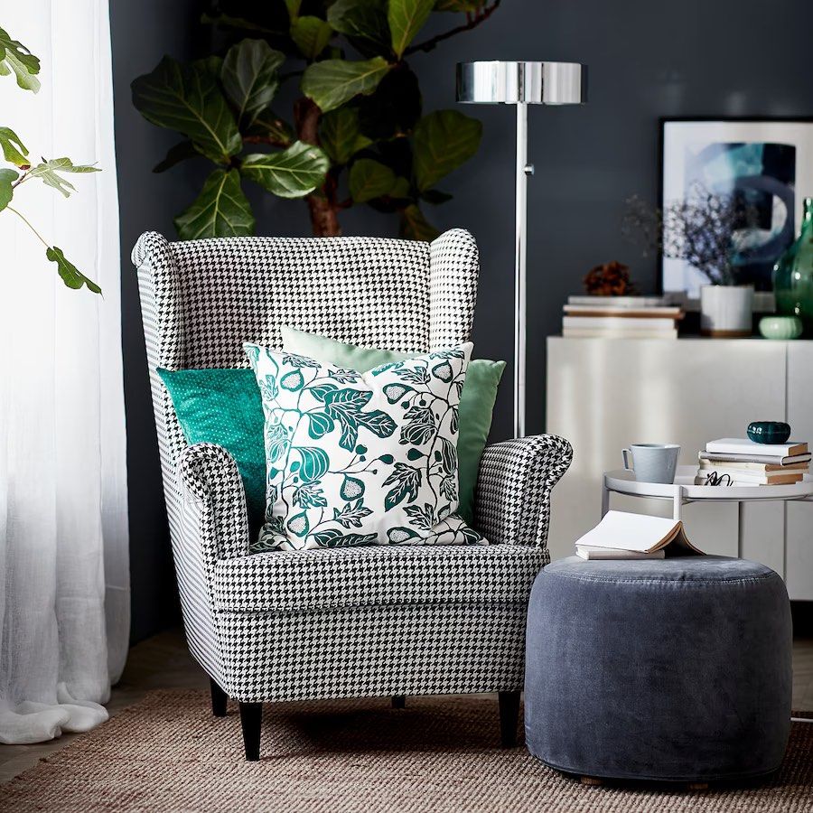 IKEA Strandmon Houndstooth Wingchair, Furniture Home Living