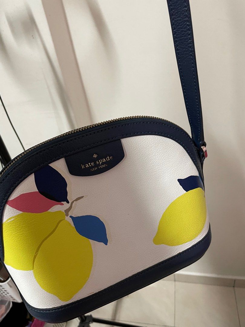 Kate Spade Sylvia Lemon Zest Extra Large Dome Crossbody White