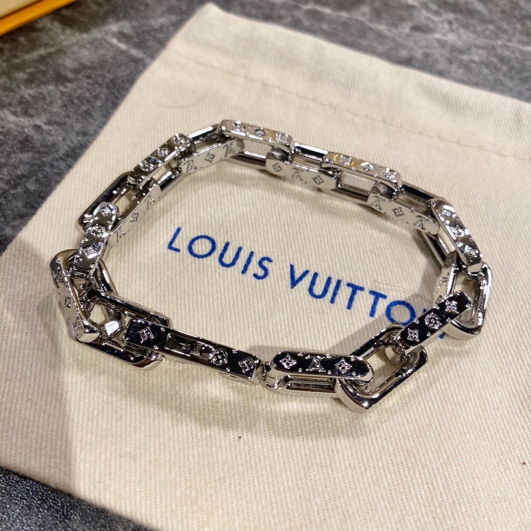 Louis Vuitton, Jewelry, Louis Vuitton Bracelet Chain Monogram Silver  Metal Material M64224
