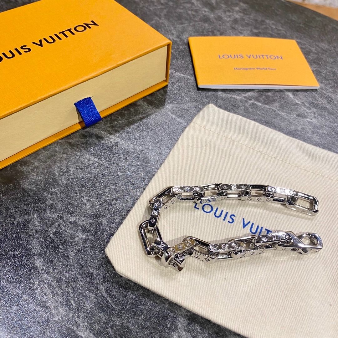 Louis Vuitton, Jewelry, Louis Vuitton Bracelet Chain Monogram Silver  Metal Material M64224