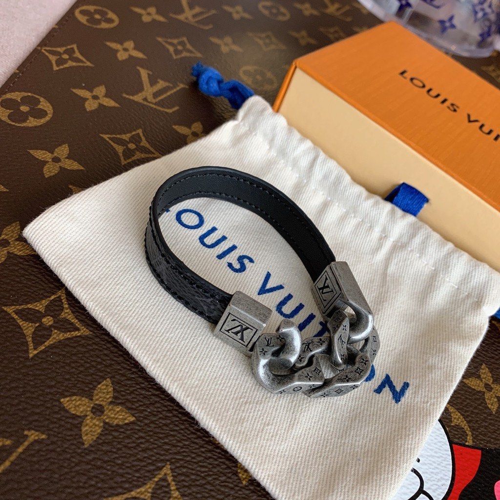 Louis Vuitton men's gold and leather bracelet, Men's Fashion, Watches &  Accessories, Jewelry on Carousell