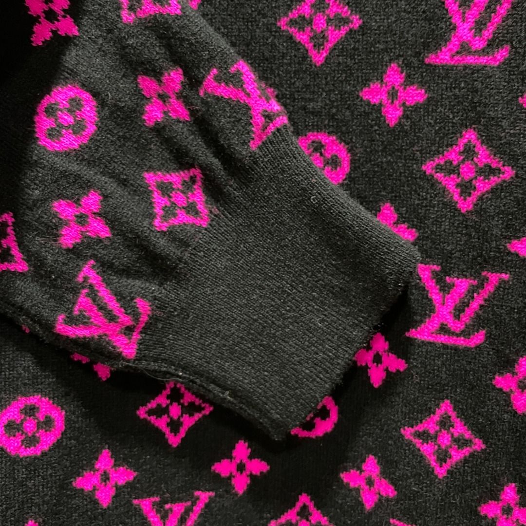 Louis vuitton Pink Half and Half Monogram Crewneck Knit Sweater of