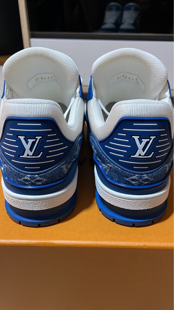 Louis Vuitton White/Blue Monogram Denim, Leather and Mesh Run Away Sneakers  Size 35 Louis Vuitton