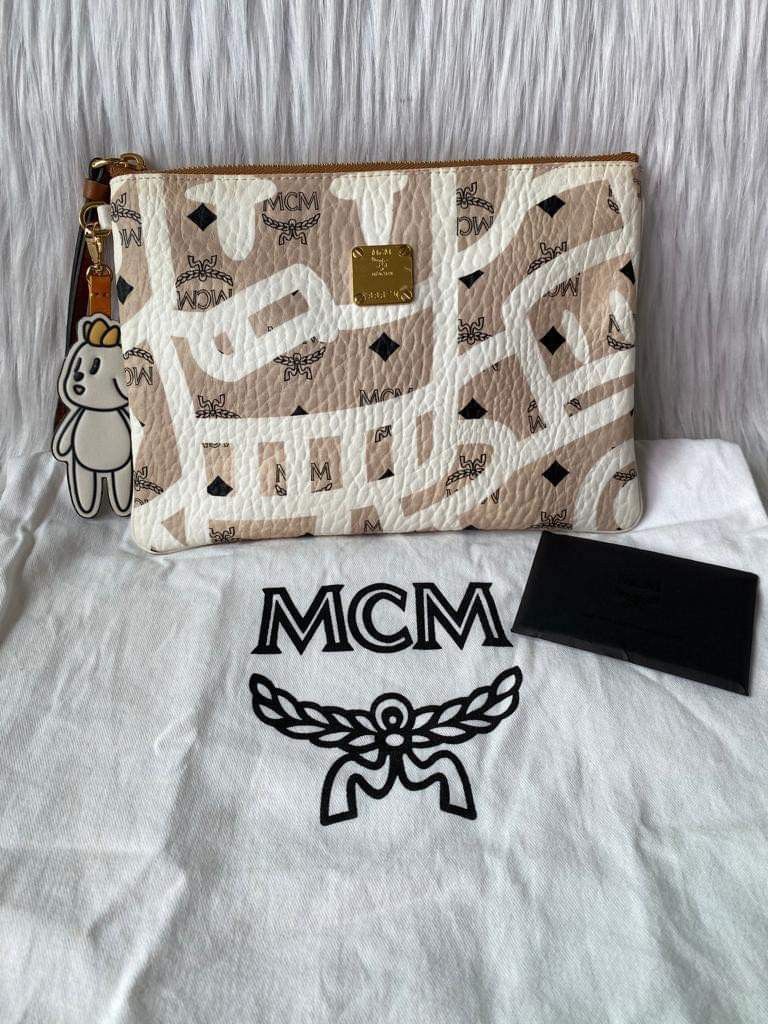 Mcm Beige X Eddie Kang Pouch ( Limited Ed, Luxury, Bags & Wallets On  Carousell