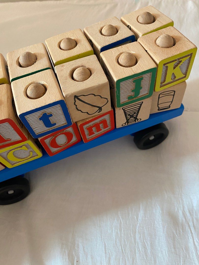 Melissa Doug Alphabet Blocks Wooden Truck Toy Hobbies Toys