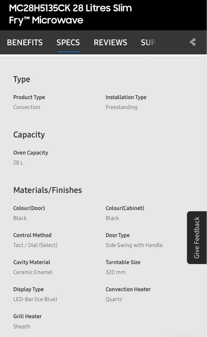 Microwave, Samsung Smart MC28H5135CK 28 Litres Slim Fry, TV & Home