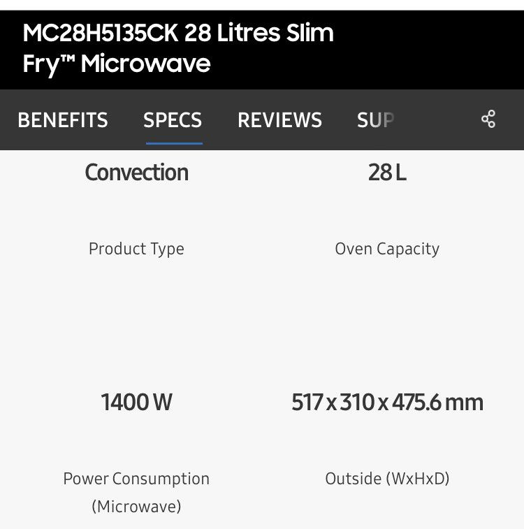 Microwave, Samsung Smart MC28H5135CK 28 Litres Slim Fry, TV & Home