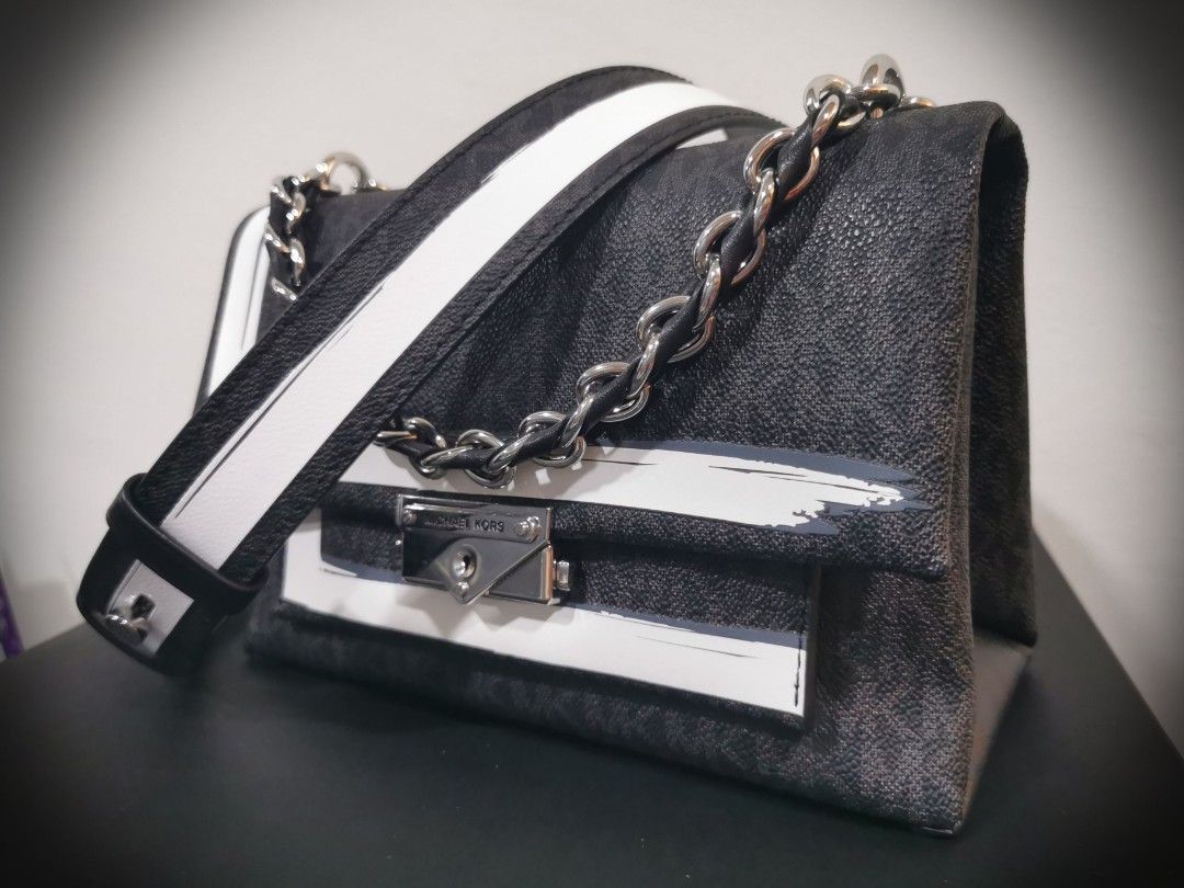MK Michael Kors Cece Medium Logo Painterly Stripe Bag