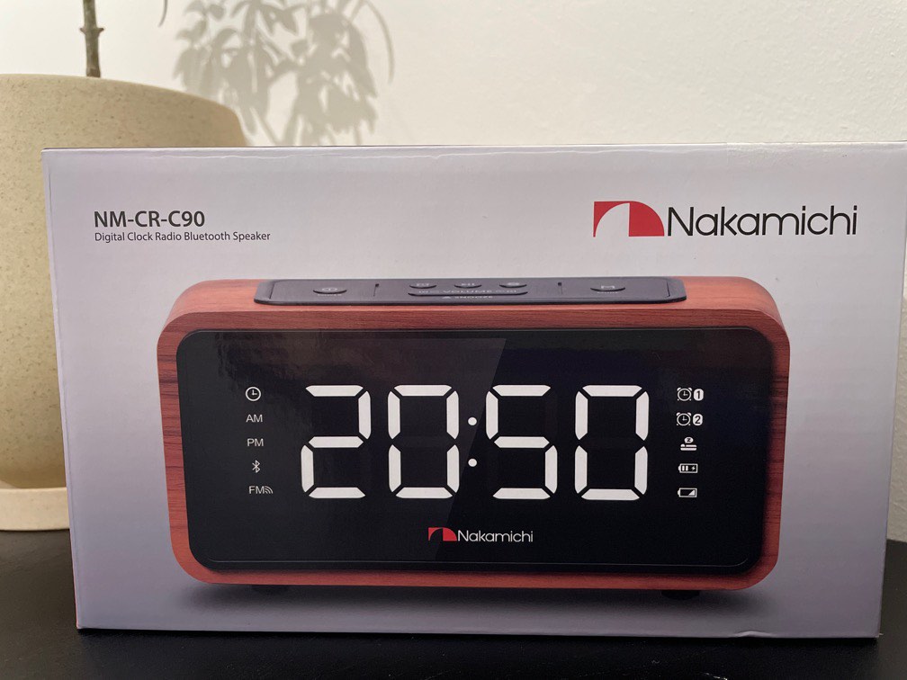 Nakamichi C90 Bluetooth FM Clock Radio Speaker (Wood Design, Furniture