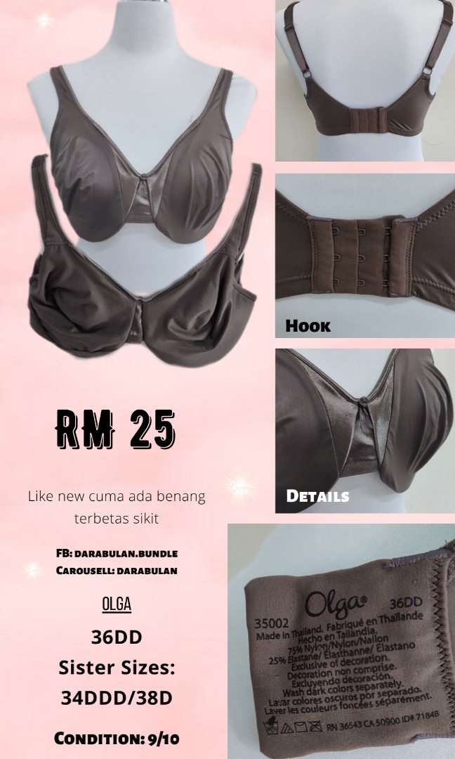 🌙Olga 36DD Brown Soft Cup Wired No Padding Full Bra, Women's Fashion, New  Undergarments & Loungewear on Carousell