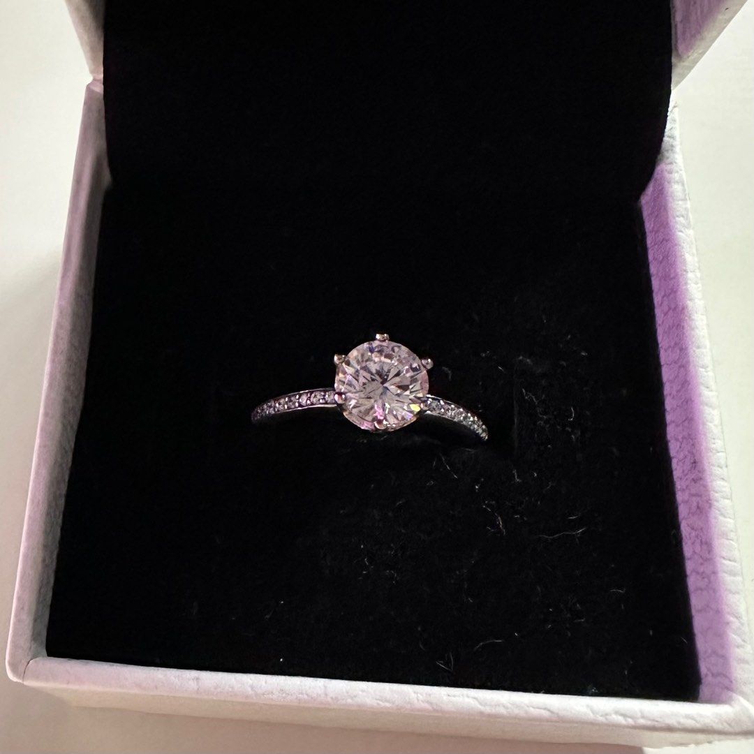 Pink sparkling crown discount solitaire ring pandora