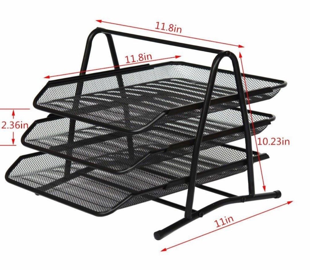 Paper tray 3tier black metal, Hobbies & Toys, Stationery & Craft