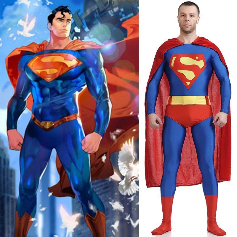 Plus Size Hero Superman Superhero Christopher Reeve Red Jumpsuit Superman Man of Steel Cosplay