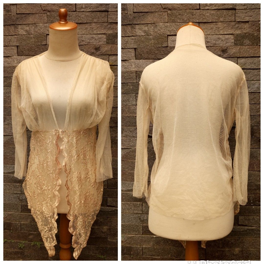 Preloved Kebaya Krem Brukat Cantik Setengah Jadi Hanya Basic Dasar