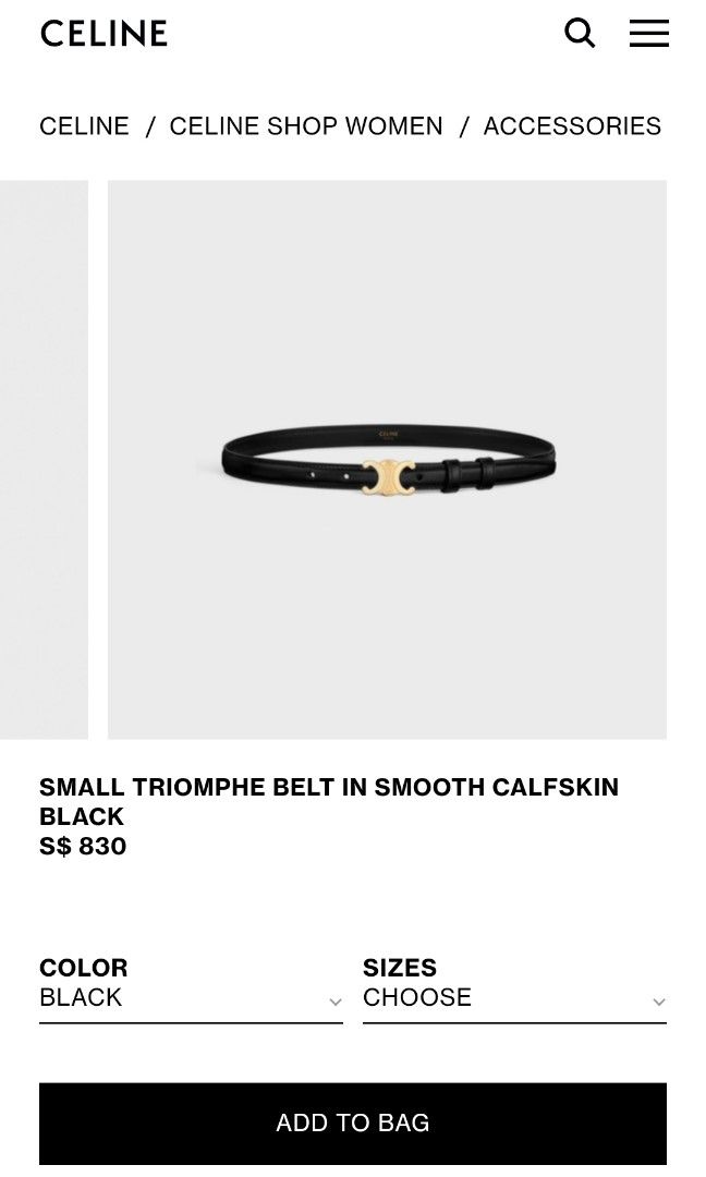 Celine Belt Triomphe, Women's Fashion, Watches & Accessories, Belts on