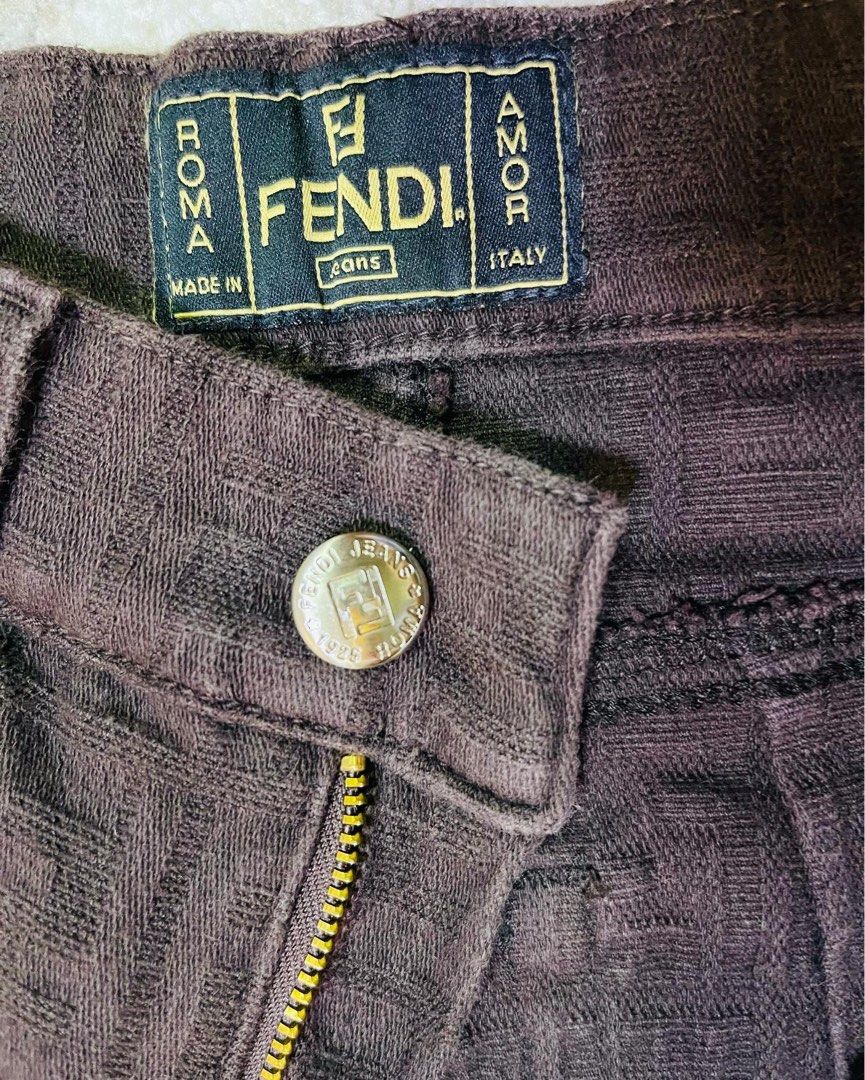 RARE VINTAGE FENDI JEANS ROMA AMOR FF MONOGRAM ZUCCA BROWN PANTS INCH 29 MADE IN ITALY Luxury Apparel on Carousell