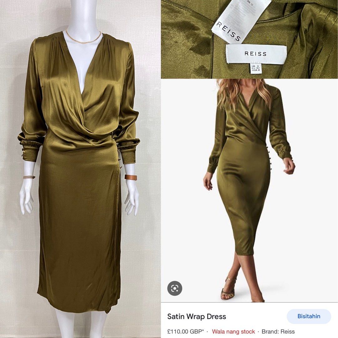 Reiss renae satin wrap dress hot sale