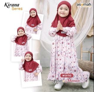 Set gamis dan kerudung anak 4 - 7 thn
