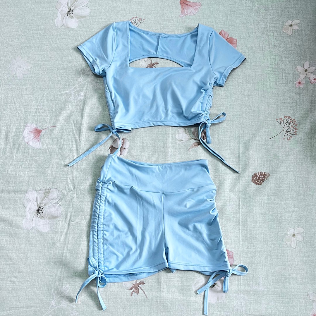 Sky blue gym set, Women's Fashion, Activewear on Carousell