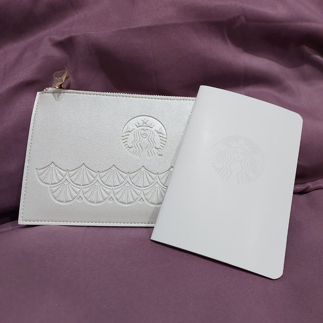 Starbucks 2022 White Organizer Pouch and Notebook, Women's Fashion