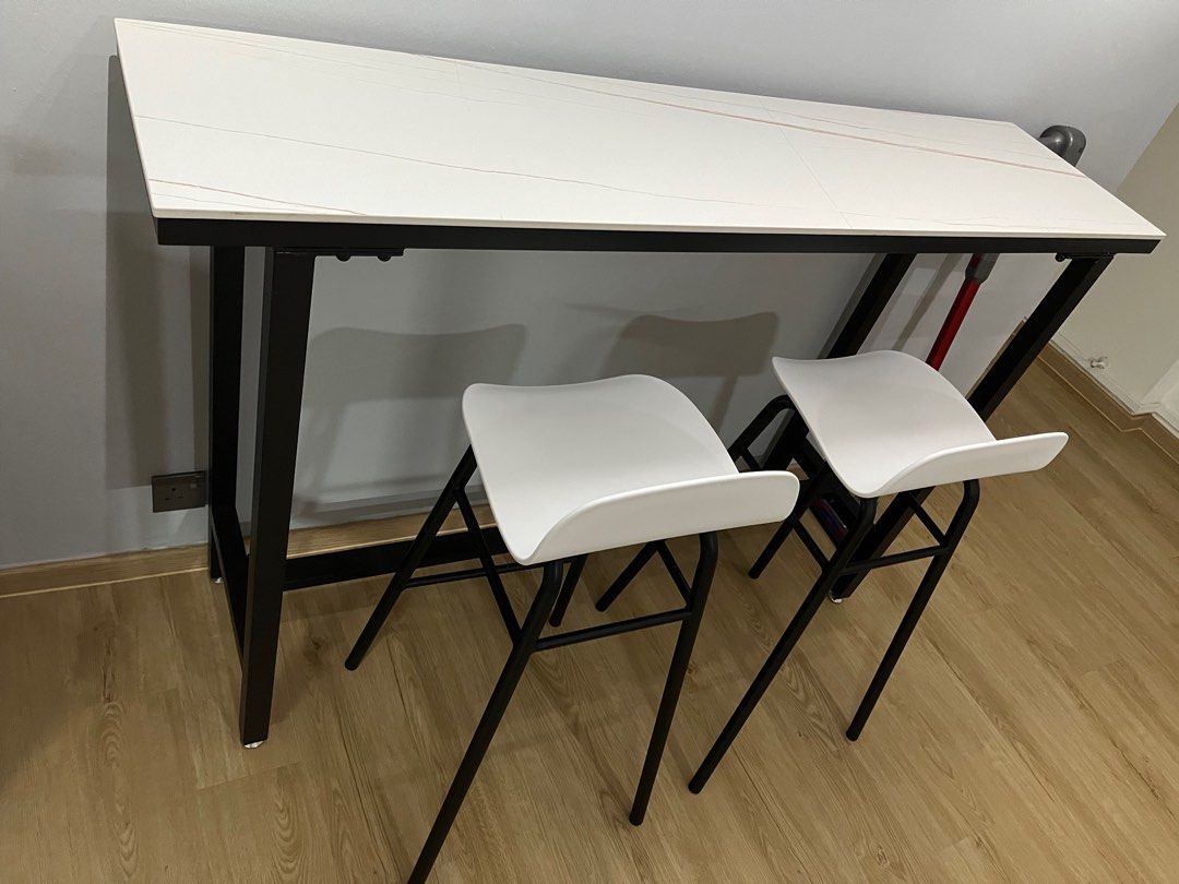 Stone Bar Table (2 high chairs), Furniture & Home Living, Furniture