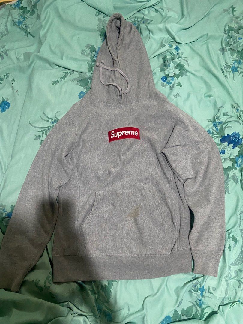 Supreme box logo hoodie heather gray FW16, Men's Fashion, Coats