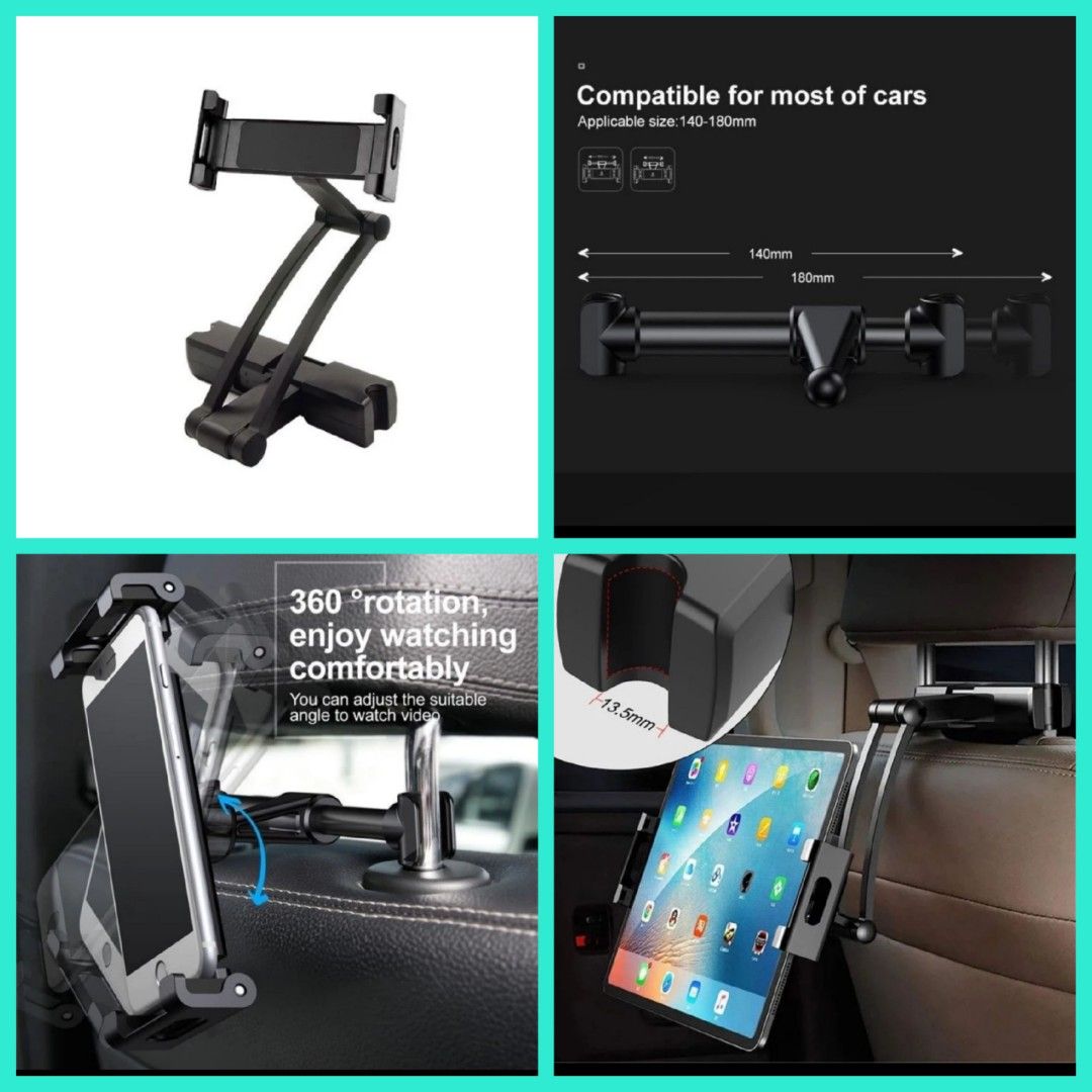 Tablet & Phone Holder Backseat + Bonus Tempat Kartu & Gantungan Payung