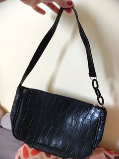 Croco Shoulder Black Bag - Tas Bahu Hitam
