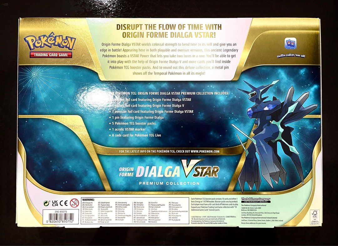  Pokémon TCG: Origin Forme Dialga VSTAR/Origin Forme Palkia  VSTAR Premium Collection : Toys & Games