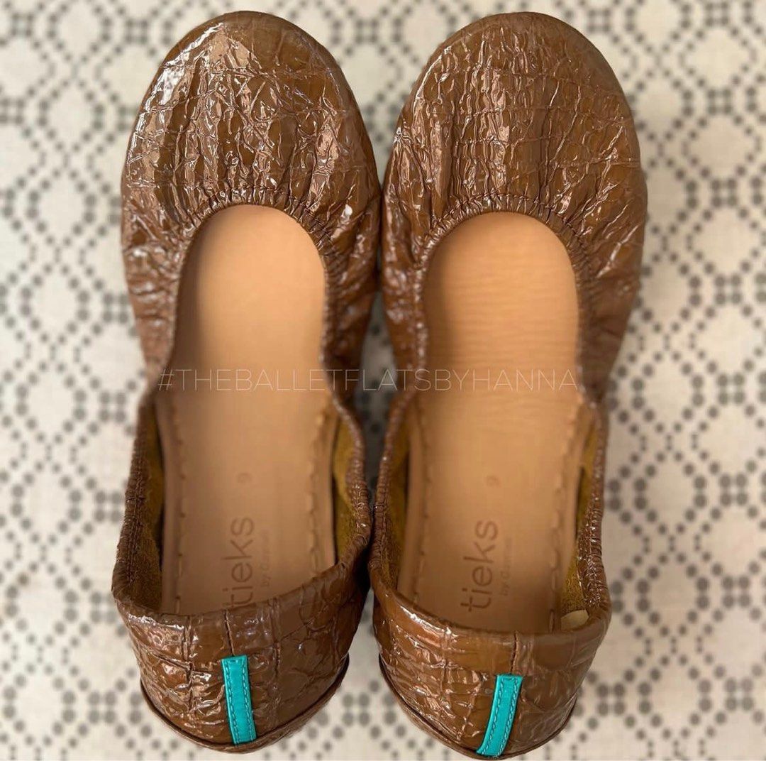 Tieks Patent Sienna Brown Croc, Women's Fashion, Footwear, Flats & Sandals  on Carousell