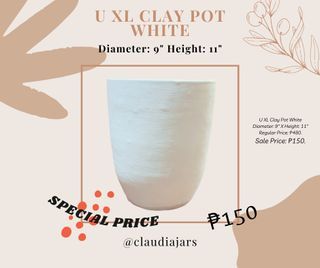 U XL Clay Pot White Sale