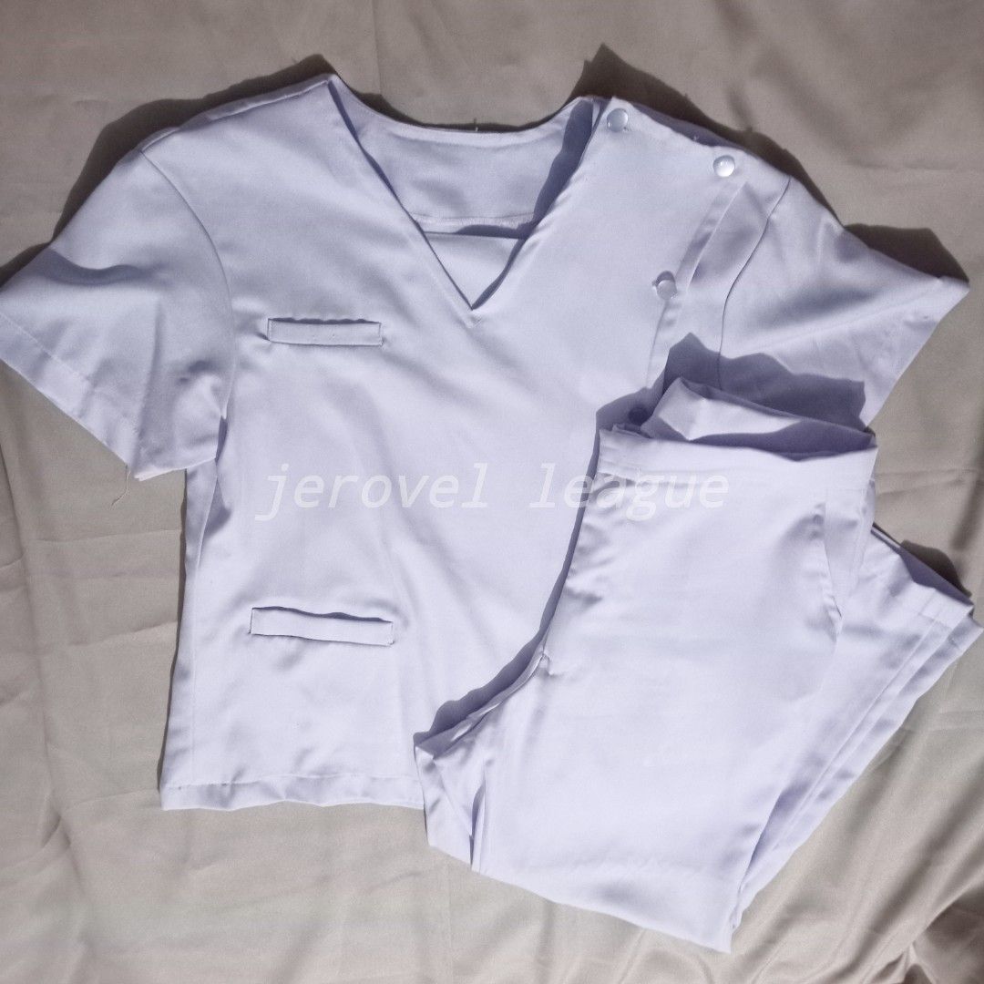 White Scrub Suit Peach Twill Fabric, Women's Fashion, Tops, Others Tops