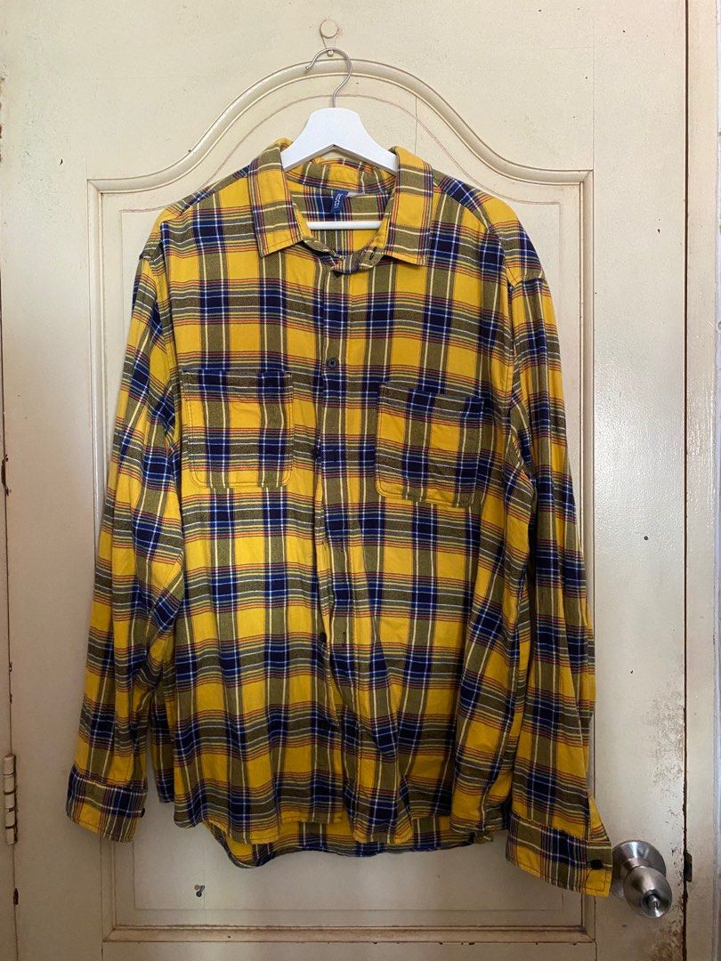 XL H M Yellow dimensions flannel Men s Fashion Coats Jackets