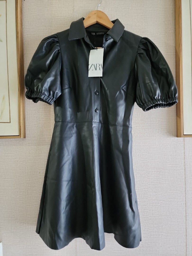 fitted lace wedding dress ZARA.Black faux leather dress TL – Hibuy market main image 0