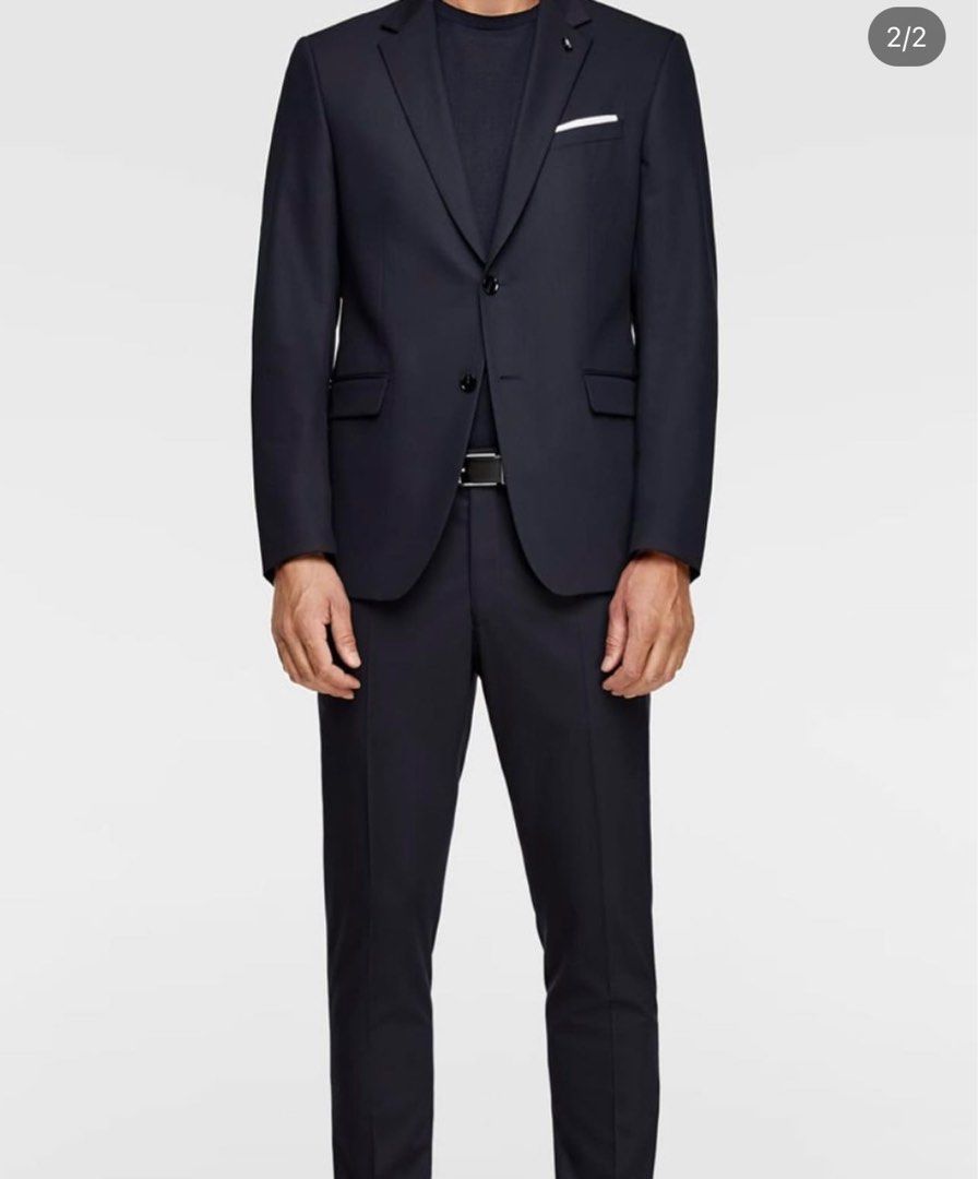 Zara navy suit and pants, Men's Fashion, Tops & Sets, Sets