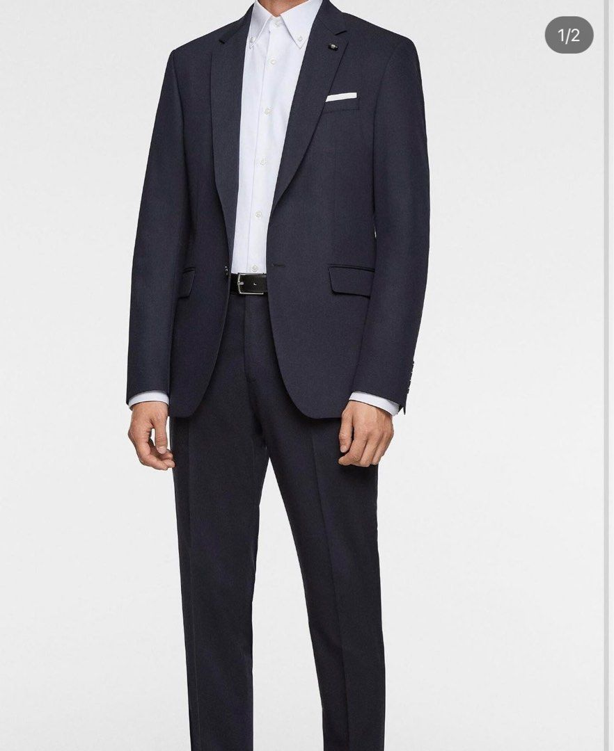 Zara navy suit and pants, Men's Fashion, Tops & Sets, Sets