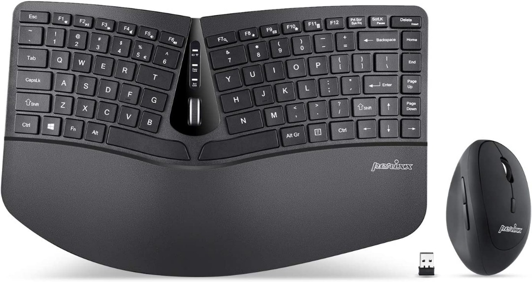 2105) Perixx PERIDUO-606 Wireless Ergonomic Mini Keyboard with Portable ...