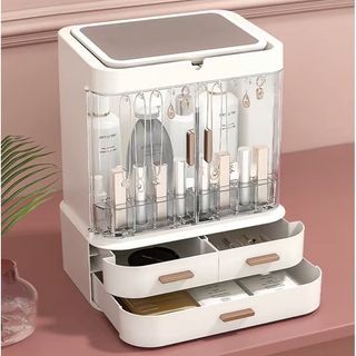 2in1 makeup/skincare and jewelry storage organizer with LED mirror