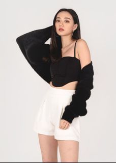 6style Maison Soft Furry Bulero In Black