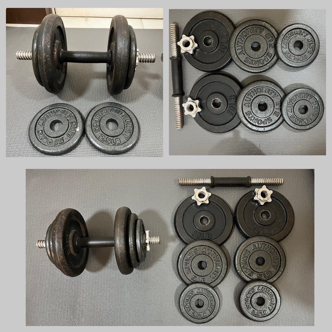 70 lbs metal dumbbell set Sports Equipment Exercise Fitness