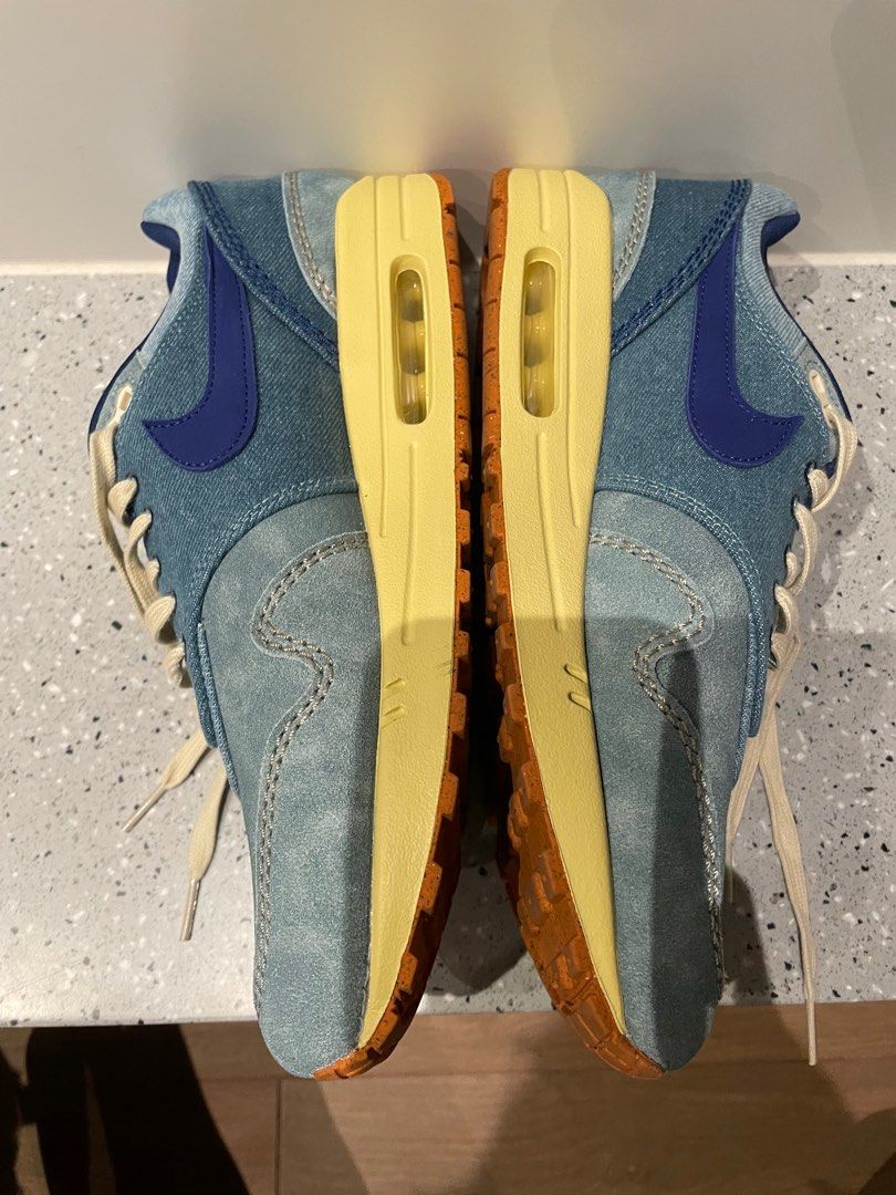 99%new Air Max 1 PRM Dirty Denim, 男裝, 鞋, 波鞋- Carousell