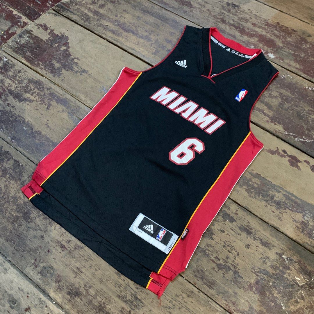 Lebron James Miami Heat Black NBA Basketball Jersey Adidas Youth L