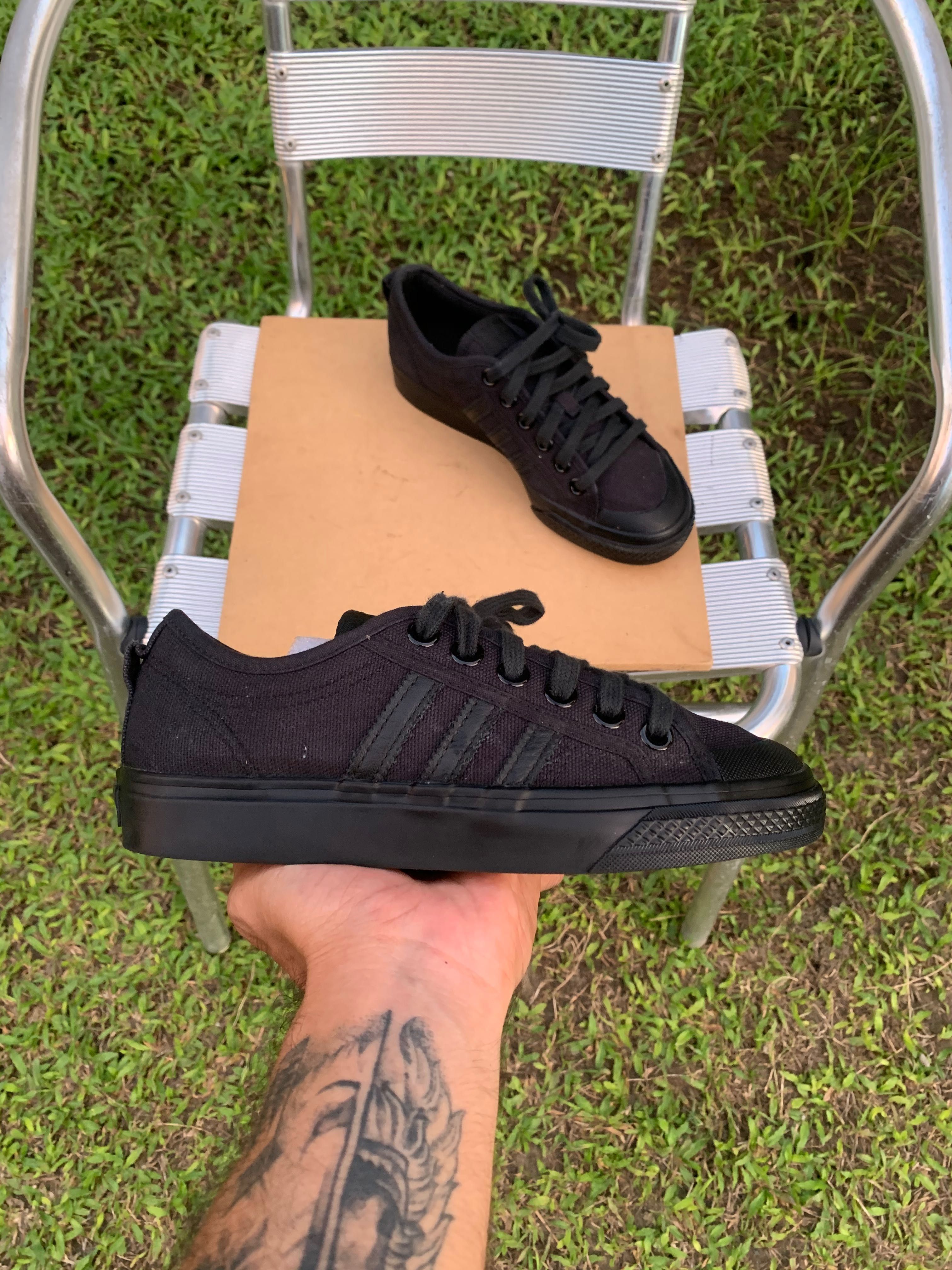 adidas nizza triple black Women s Fashion Footwear Sneakers on